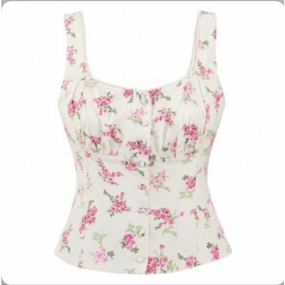 Kirious Los Angeles Floral Bustier Tank Top Womens M NWT Cottagecore Milkmaid